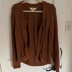 Anthropologie Rust Open-Front Cardigan